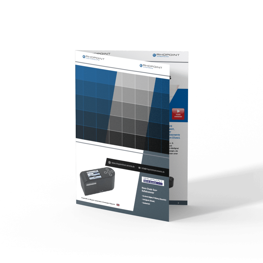 Rhopoint Instruments Novo Shade Duo Produktbroschüre (Deutsch) Mockup Bild