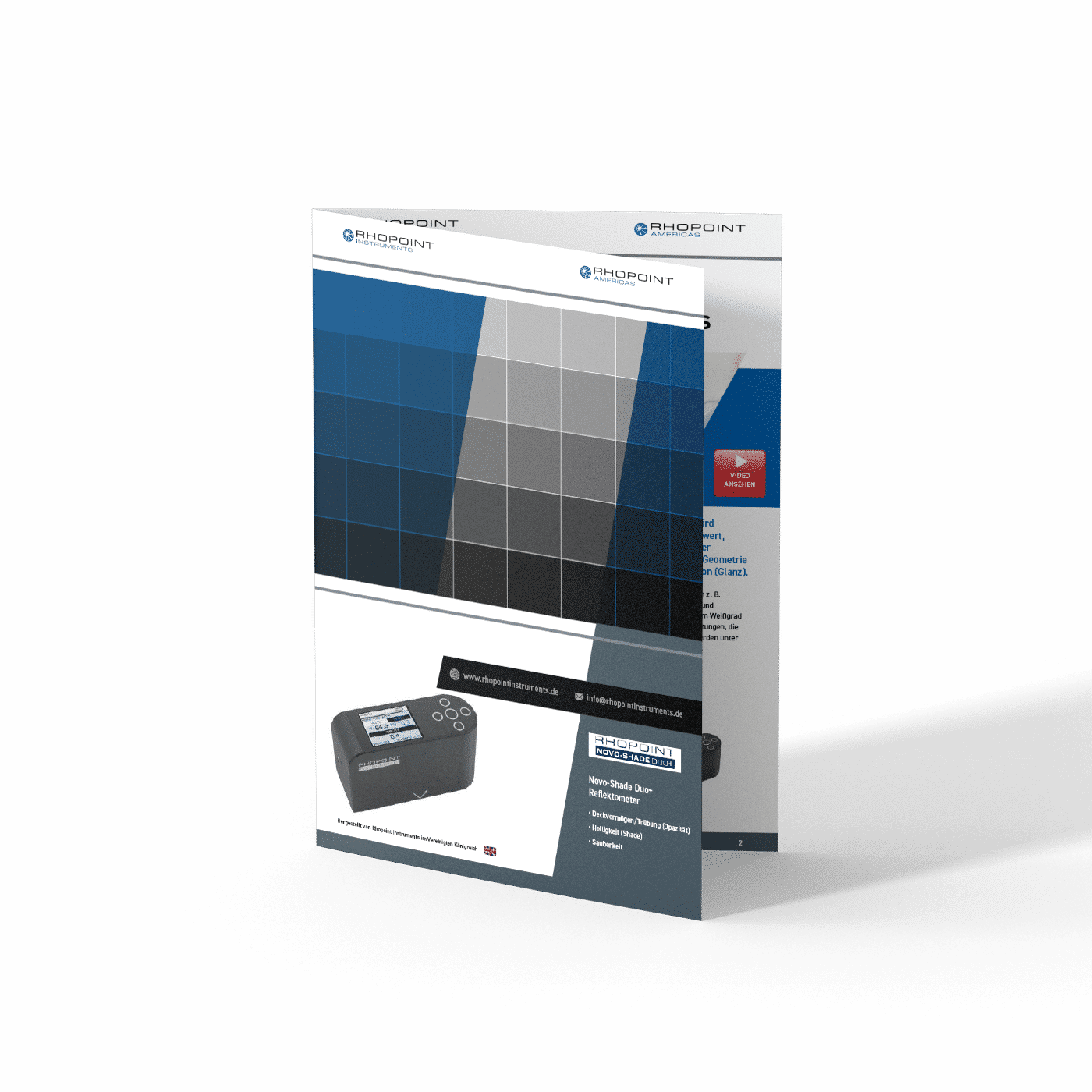 Rhopoint Instruments Novo Shade Duo Produktbroschüre (Deutsch) Mockup Bild